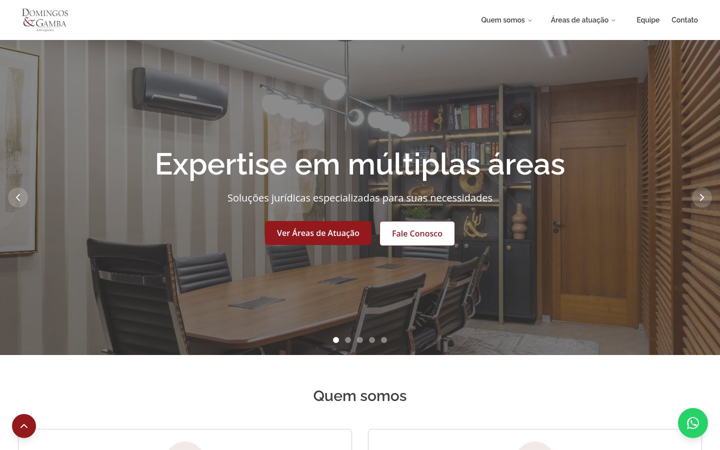 Captura da página inicial do site do escritório Domingos e Gamba Advogados